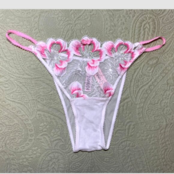 Dream Angels Fabulous by VS Unlined Pink Peony Embroidery Full-Cup Bra 38DD Set - Picture 12 of 15